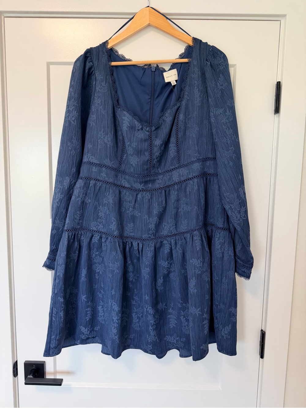 Adelyn Rae Navy Blue Long Sleeve Tiered Dress